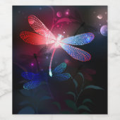 Gloeiende rode libel wijn etiket (Enkel label)