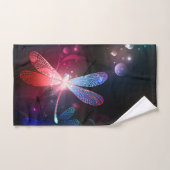Gloeiende rode libellen bad handdoek (Handdoek)