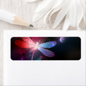 Gloeiende rode libellen etiket (Insitu)