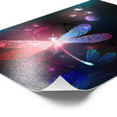 Gloeiende rode libellen foto afdruk (Hoek)