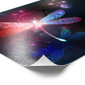 Gloeiende rode libellen foto afdruk (Hoek)