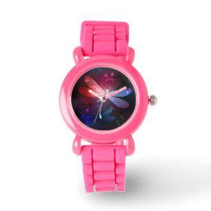 Gloeiende rode libellen horloge