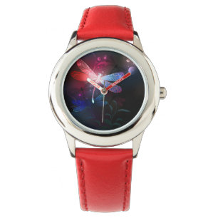 Gloeiende rode libellen horloge