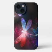 Gloeiende rode libellen iPhone hoesje (Achterkant)