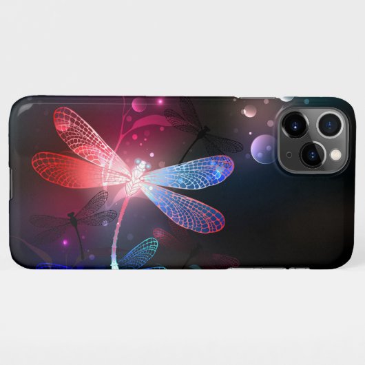 Gloeiende rode libellen iPhone hoesje (Achterkant horizontaal)