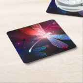 Gloeiende rode libellen kartonnen onderzetters (Schuin)