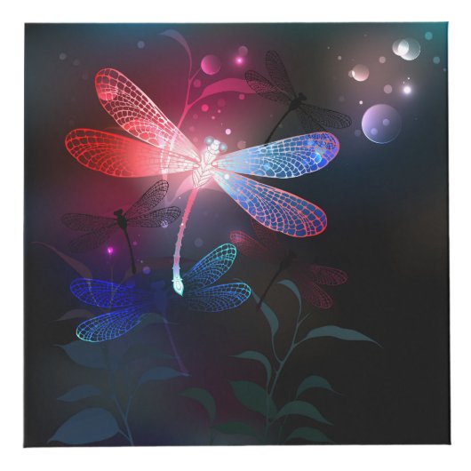 Gloeiende rode libellen kubus (Voorkant)