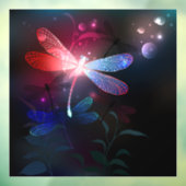 Gloeiende rode libellen raamsticker (Vel 3)