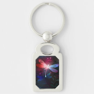 Gloeiende rode libellen sleutelhanger