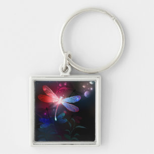 Gloeiende rode libellen sleutelhanger