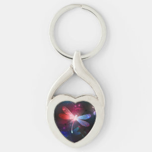 Gloeiende rode libellen sleutelhanger