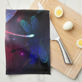 Gloeiende rode libellen theedoek (Quarter Fold)