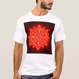 Gloeiende Rode Magische Cirkel Met Mystieke Symbol T-shirt