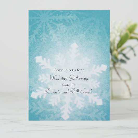 Gloeiende Snowflake Holiday Gathering Kaart (Staand voorkant)