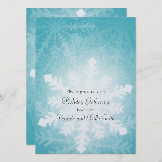 Gloeiende Snowflake Holiday Gathering Kaart (Voorkant / Achterkant)