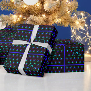 Gloeiende spinnen met monogram zwart cadeaupapier