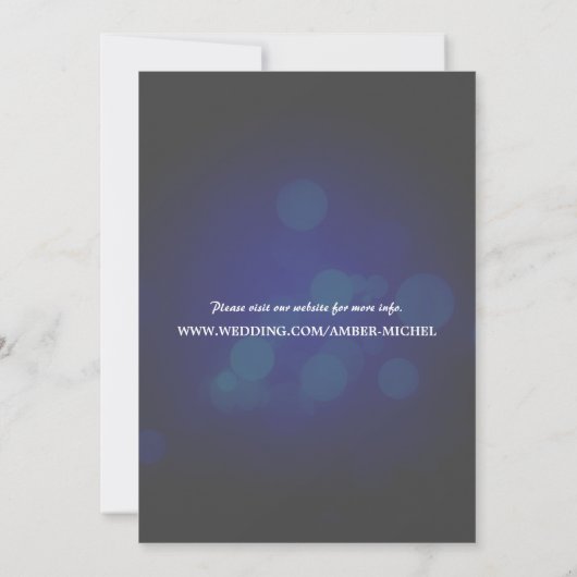 Gloeiende String Lights Diep Blauw Bruiloft uitnod Kaart (Achterkant)