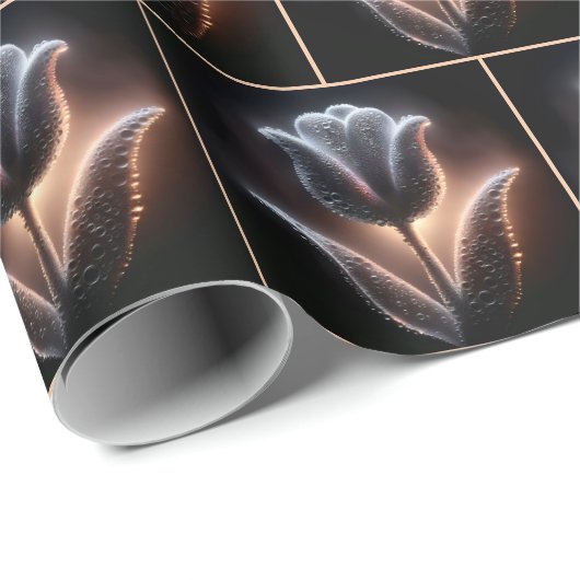 Gloeiende tulp met regendruppels cadeaupapier (Rol Hoek)