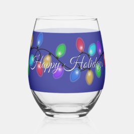Gloeiende vakantielichten wijnglas zonder voet