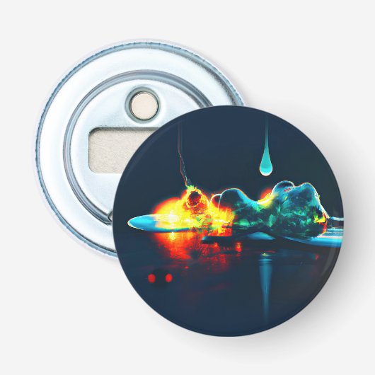 gloeiende vloeistofdruppel button flesopener (Voorkant)