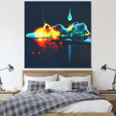 gloeiende vloeistofdruppel canvas afdruk (Insitu (Slaapkamer))