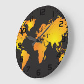 Gloeiende Wereldkaart in Sinaasappel en geel Grote Klok (Hoek)