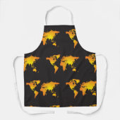 Gloeiende Wereldkaart in Sinaasappel en geel Schort (Voorkant)