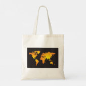 Gloeiende Wereldkaart in Sinaasappel en geel Tote Bag (Achterkant)