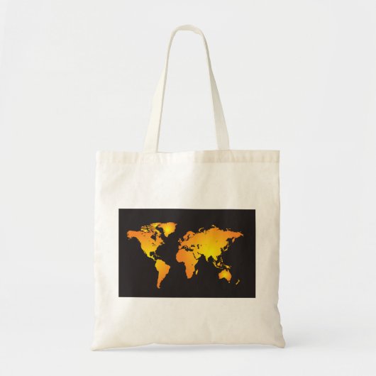 Gloeiende Wereldkaart in Sinaasappel en geel Tote Bag (Voorkant)