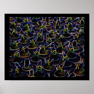 Gloeiende wolfraamopleggers met schaduwafdrukken poster