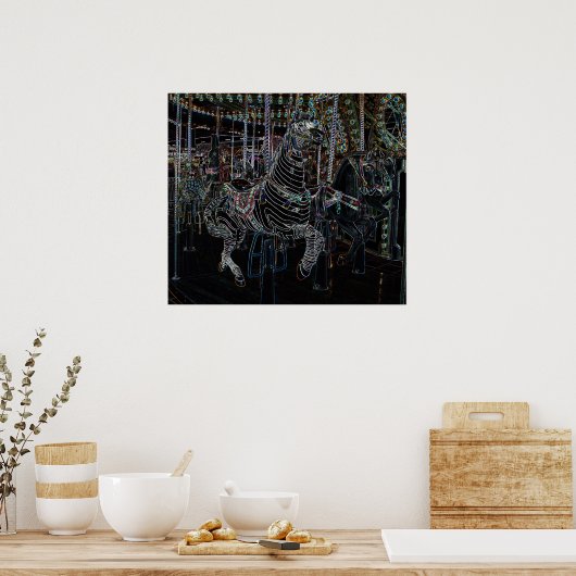 Gloeiende zebra poster (Keuken)