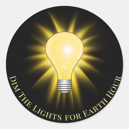 Gloeilamp Dim de lichten Earth Hour Ronde Sticker (Voorkant)