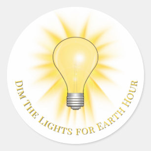 Gloeilamp Dim De Lichten Earth Hour Ronde Sticker