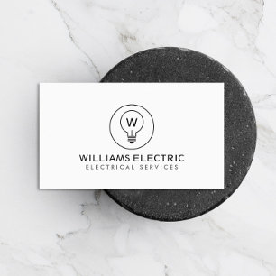 GLOEILAMP MONOGRAM LOGO OP WIT VOOR ELEKTRICIENS VISITEKAARTJE