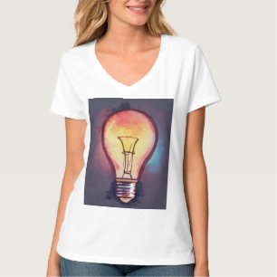 Gloeilamp Waterverf schilderen, gloeilamp T-shirt