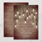 gloeilampen Botanische Hout Wedding Kaart (Voorkant / Achterkant)