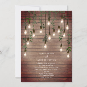 gloeilampen Botanische Hout Wedding Kaart