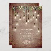  gloeilampen Greenery Brick Wedding Invitati Kaart (Voorkant / Achterkant)