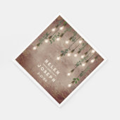  gloeilampen Rustic Brick Botanical Wedding Servet (Hoek)