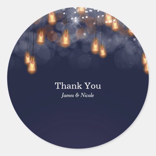  gloeilampen Rustic Wedding Favor Ronde Sticker (Voorkant)