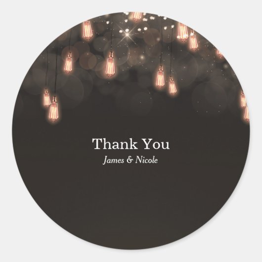 gloeilampen Rustic Wedding Favor Ronde Sticker (Voorkant)