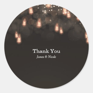  gloeilampen Rustic Wedding Favor Ronde Sticker