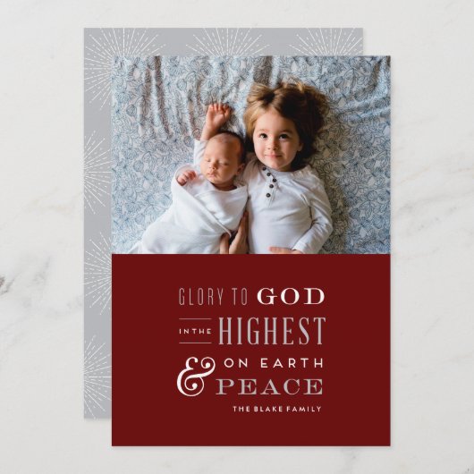 Gloire à Dieu Carte de Noël religieuse (Devant / Derrière)