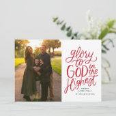 Gloire à Dieu Carte photo de Noël Rouge et Vert (Debout devant)
