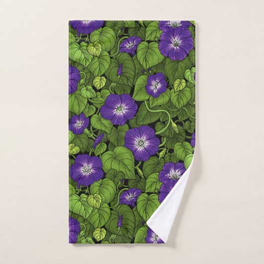 Gloire du matin en violet et vert (Serviette à main)