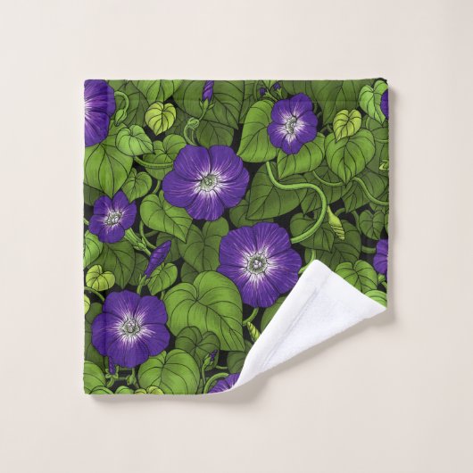 Gloire du matin en violet et vert (Gant de toilette)