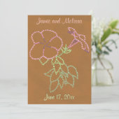 Gloire du matin rose vert brun mariage Invitations (Debout devant)