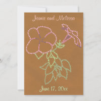 Gloire du matin rose vert brun mariage Invitations