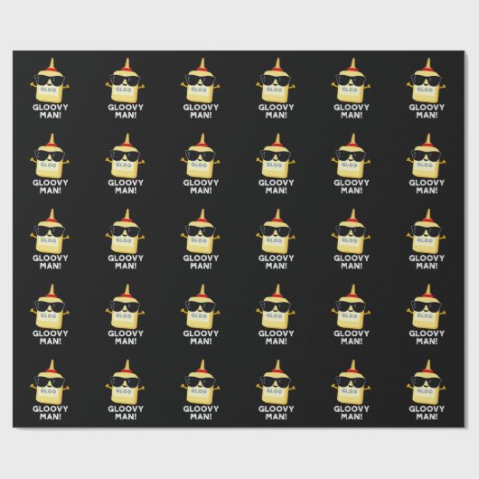 Gloovy Man Funny Super Glue Pun Dark BG Cadeaupapier (Vlak)