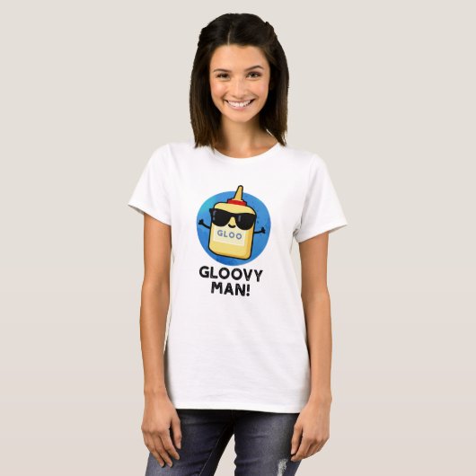 Gloovy Man Funny Super Glue Pun T-shirt (Voorkant volledig)